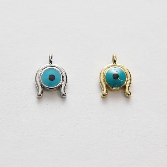 Gold Evil Eye Charms,18K Gold Filled Evil Eye Pendant,Silver Evil eye Charm Bracelet Necklace for DIY Jewelry Making Supply