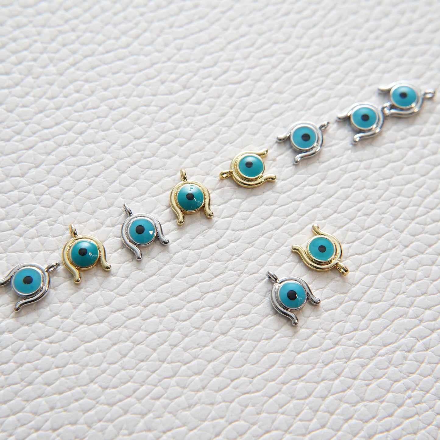 Gold Evil Eye Charms,18K Gold Filled Evil Eye Pendant,Silver Evil eye Charm Bracelet Necklace for DIY Jewelry Making Supply