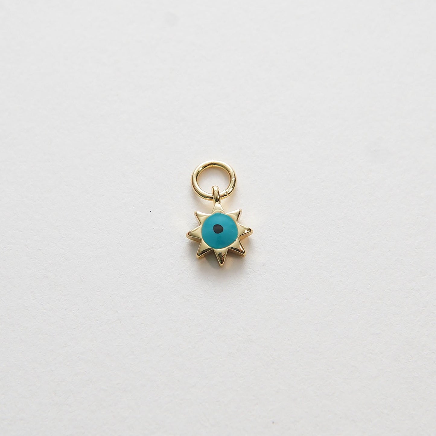 Gold Sun Charms,18K Gold Filled tiny Sun Evil eye Pendant,evil eyey Charms Bracelet Necklace for DIY Jewelry Making Supply