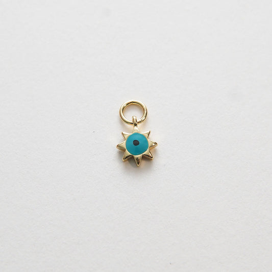 Gold Sun Charms,18K Gold Filled tiny Sun Evil eye Pendant,evil eyey Charms Bracelet Necklace for DIY Jewelry Making Supply