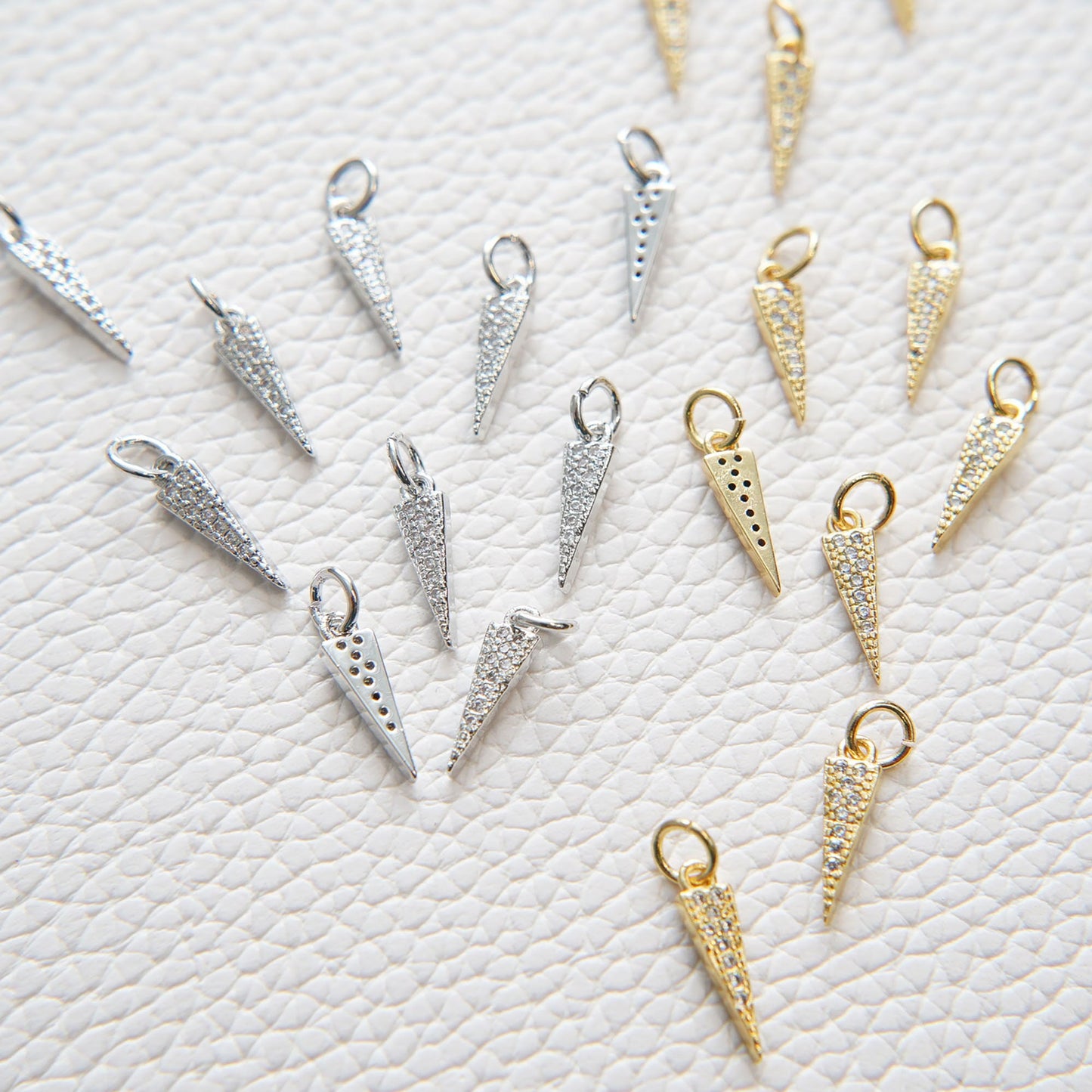 Gold Spike Charms,18K Gold Filled Triangle Pendant,Silver Triangle Charm Bracelet Necklace for DIY Jewelry Making Supply