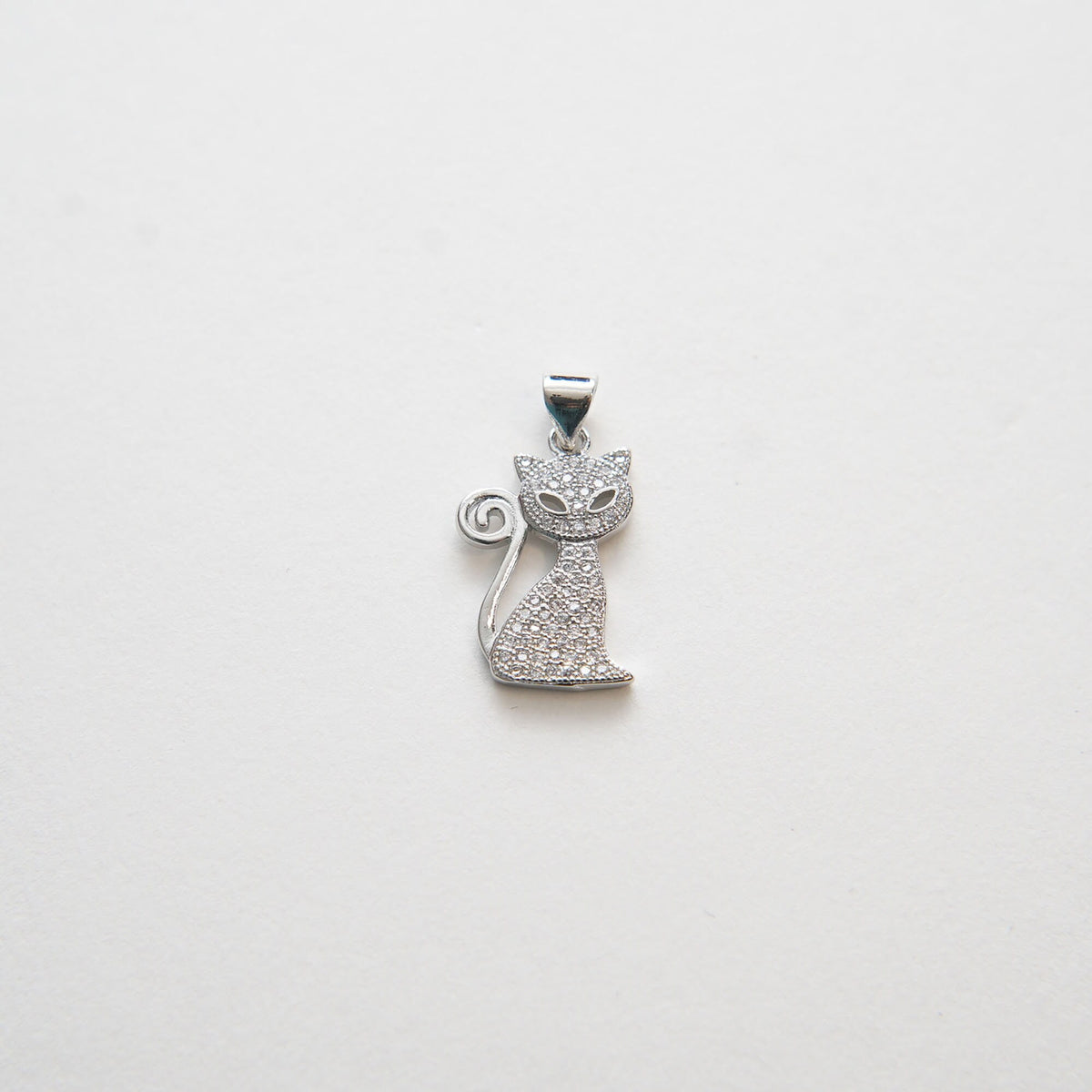 18K Gold Filled Cubic Zirconia Cat Charm Pendant for Jewelry Making
