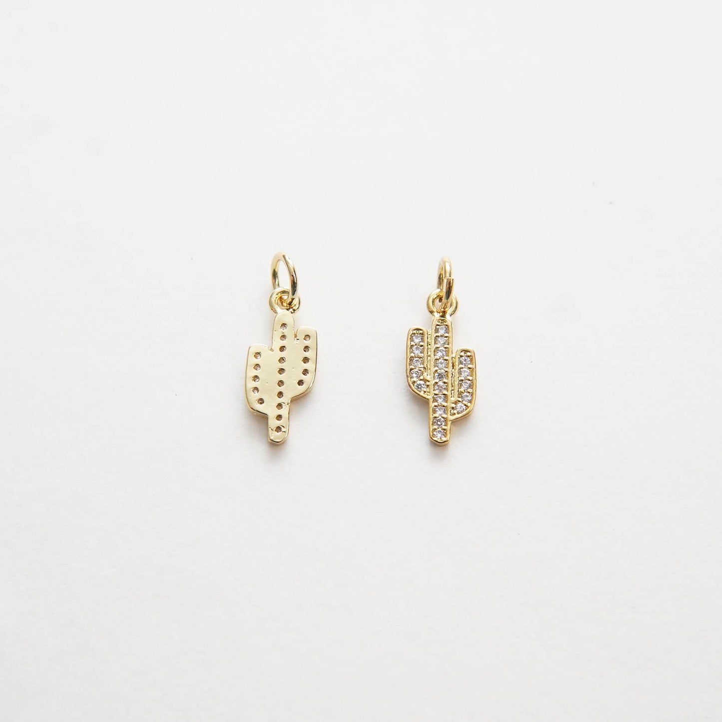 Gold Cactus Charms,18K Gold Filled CZ Micro Pave Cactus Pendant,Desert Charm Bracelet Necklace for DIY Jewelry Making Supply