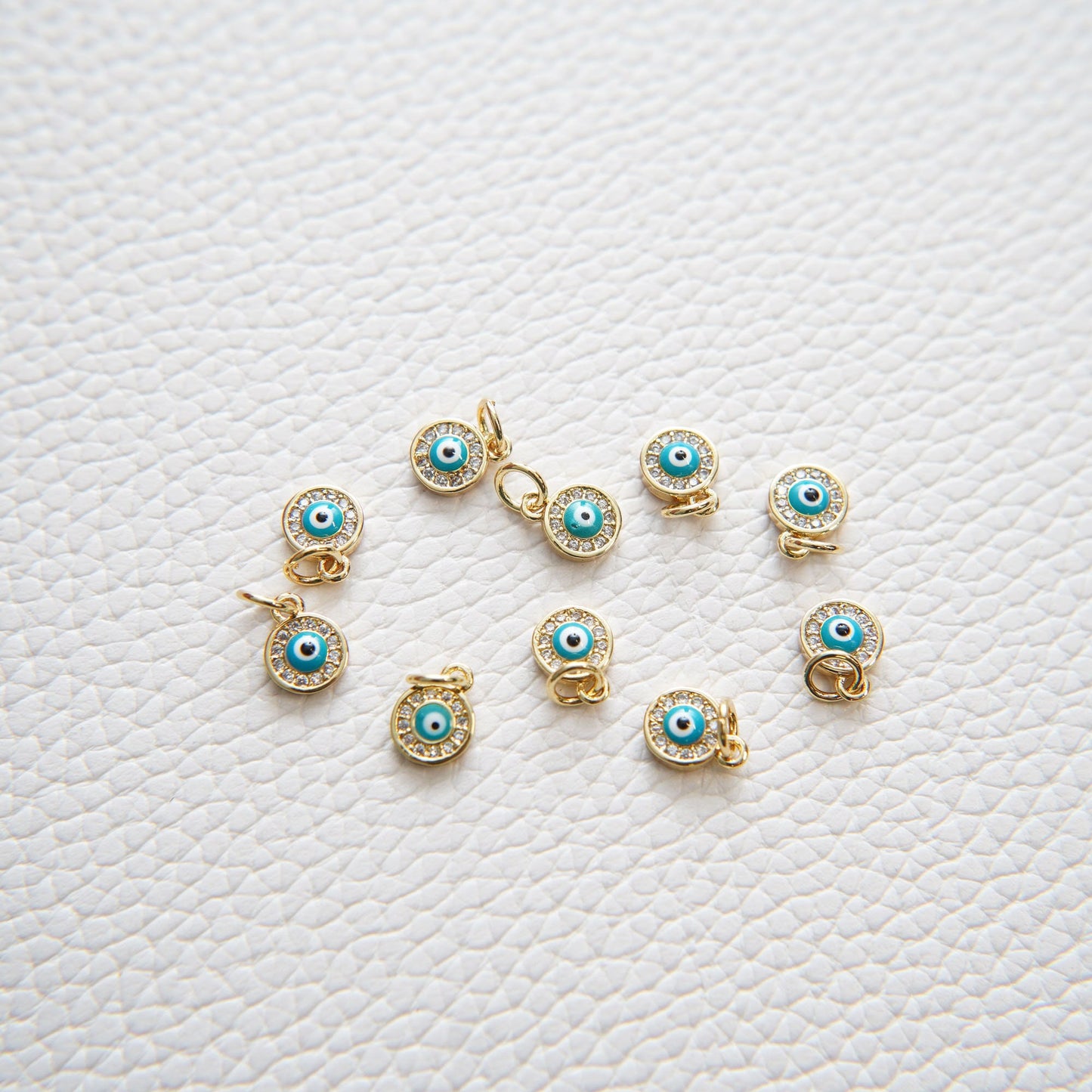 Gold Evil Eye Charms,18K Gold Filled Evil Eye Pendant,CZ Micro Pave Evil Eye Charm Bracelet Necklace for DIY Jewelry Making Supply