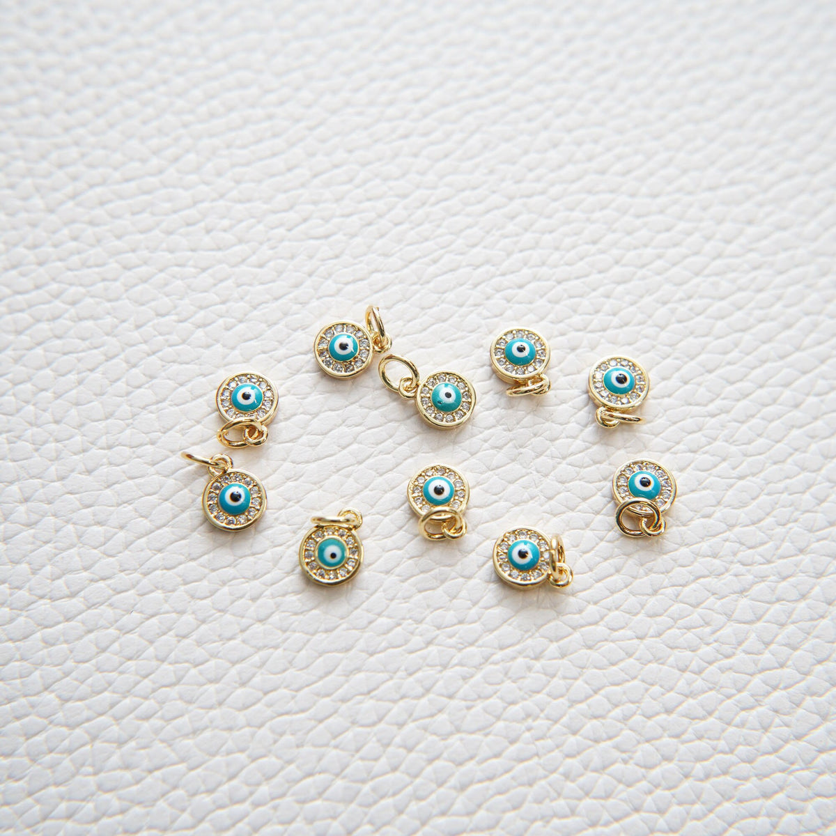 Gold Evil Eye Charms,18K Gold Filled Evil Eye Pendant,CZ Micro Pave Evil Eye Charm Bracelet Necklace for DIY Jewelry Making S