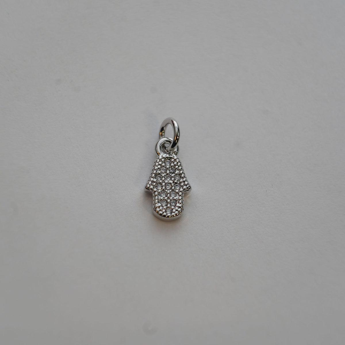18K Gold Filled Tiny Hamsa Pendant,CZ Hand Hamsa Charm Necklace for DIY Jewelry Making Supply