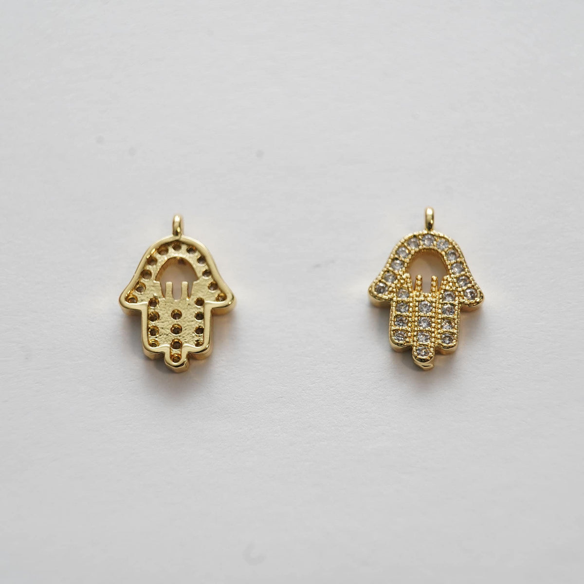 Gold Hamsa Charms,18K Gold Filled CZ Micro Pave Hamsa Pendant,Silver Hamsa Protection Charms Bracelet Necklace for DIY Jewelr
