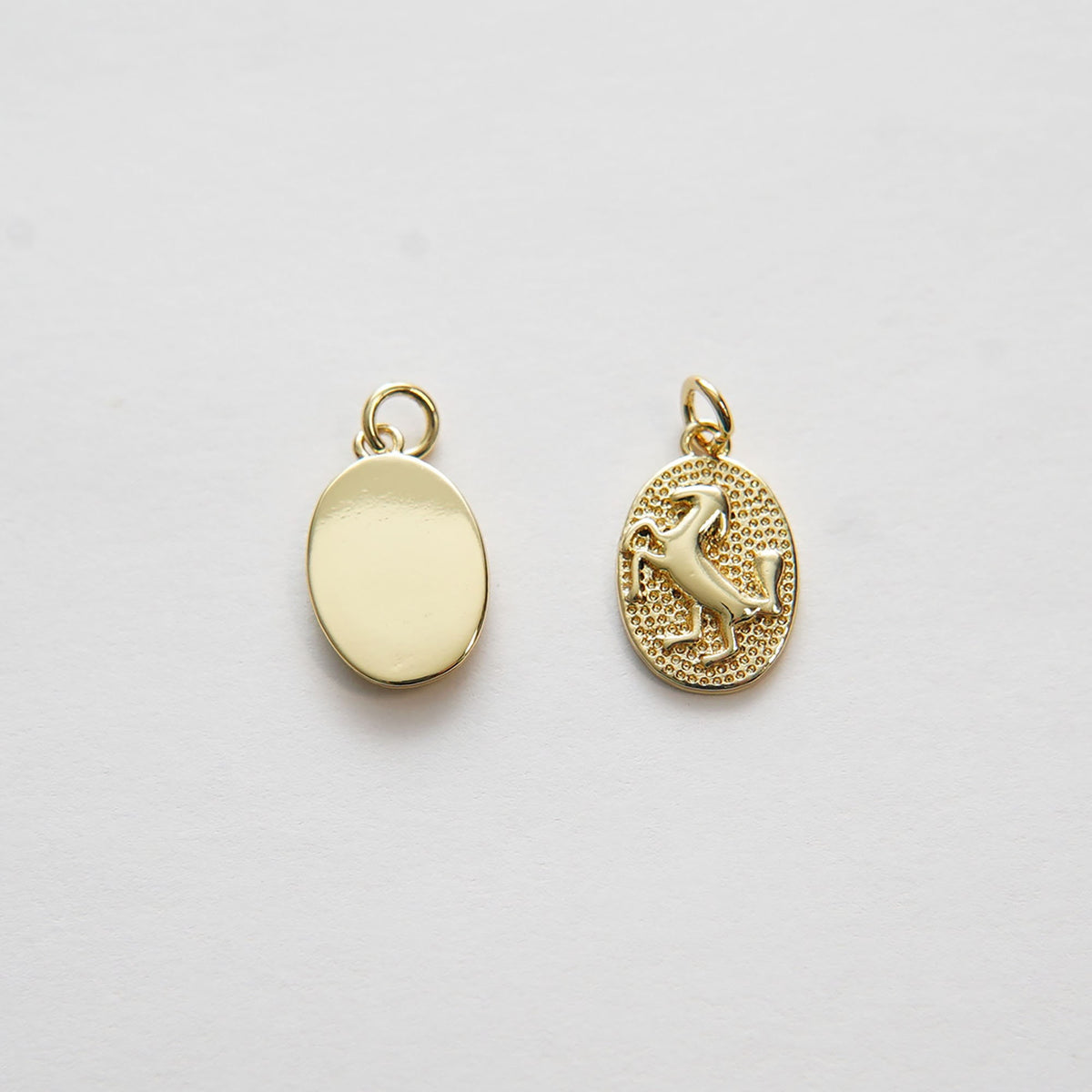 Gold Horse Charms,18K Gold Filled Oval Horse Pendant,Silver Horse Charm Bracelet Necklace for DIY Jewelry Making Supply