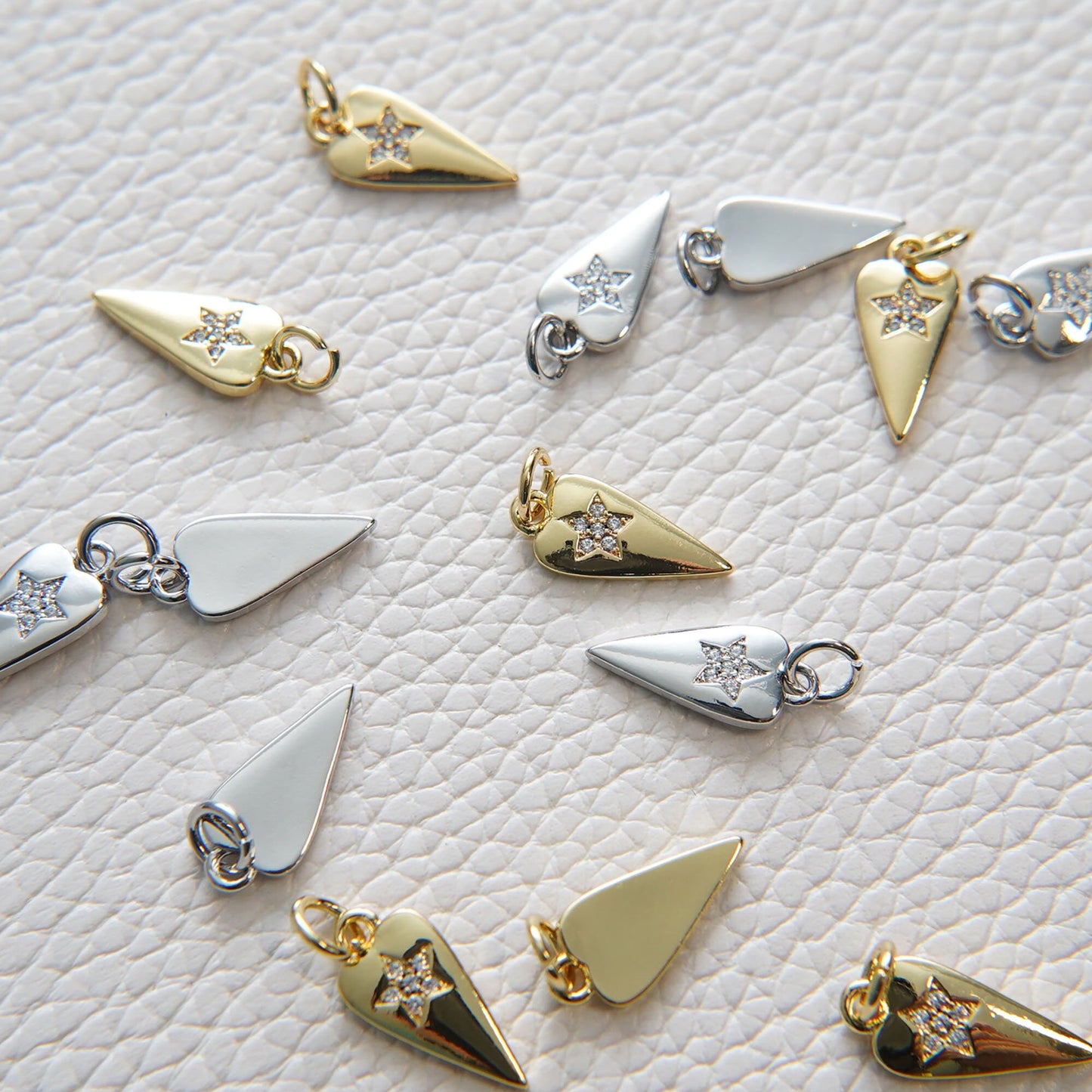 Gold Heart Charms,18K Gold Filled Star Pendant,Silver Star Charm Bracelet Necklace for DIY Jewelry Making Supply