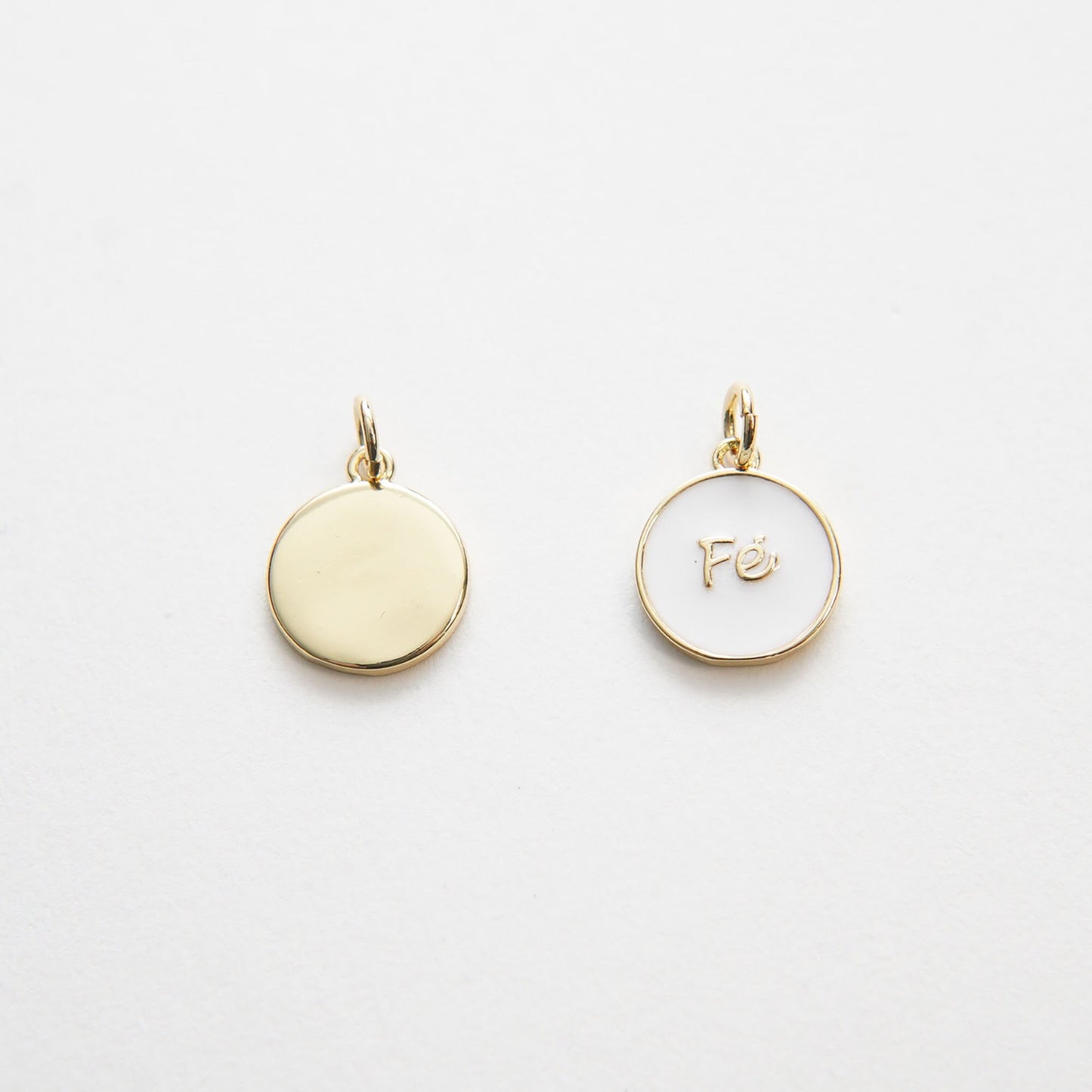 Gold Fe Charms,18K Gold Filled Round Pendant,Enamel Charm Bracelet Necklace for DIY Jewelry Making Supply