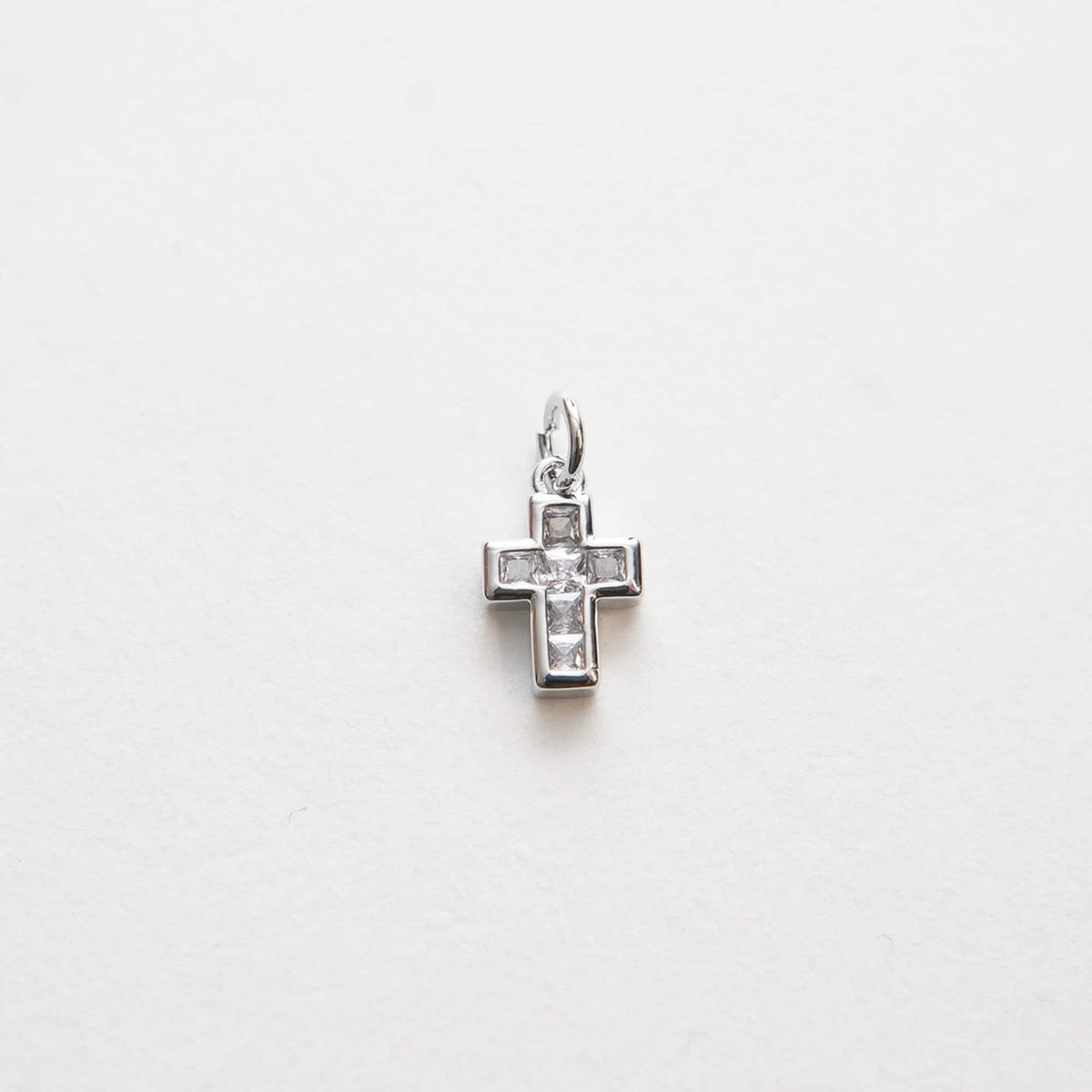 18K Gold Filled Cubic Zirconia Cross Charm Pendant for Jewelry Making