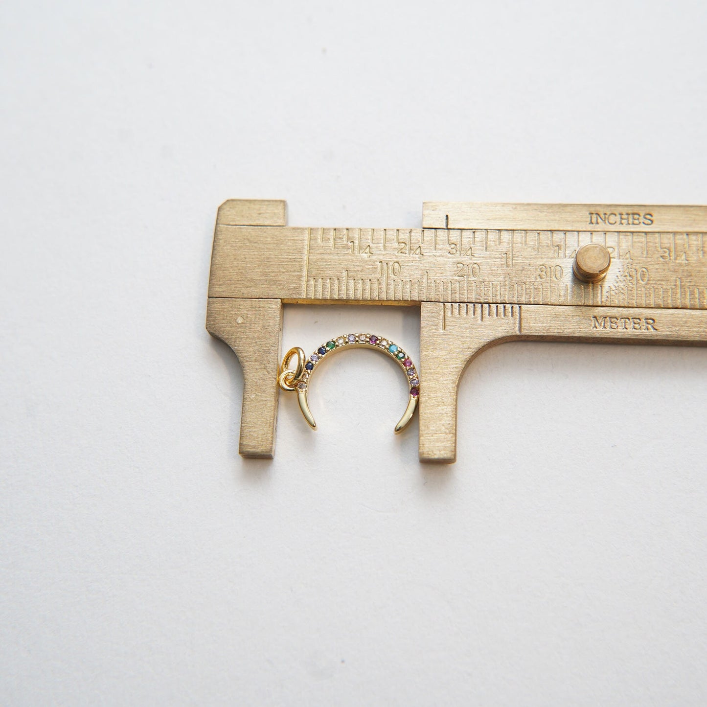 Gold Moon Charms,18K Gold Filled Colorful Moon Pendant,CZ Micro Pave Celestial Charm Bracelet Necklace for DIY Jewelry Making Supply