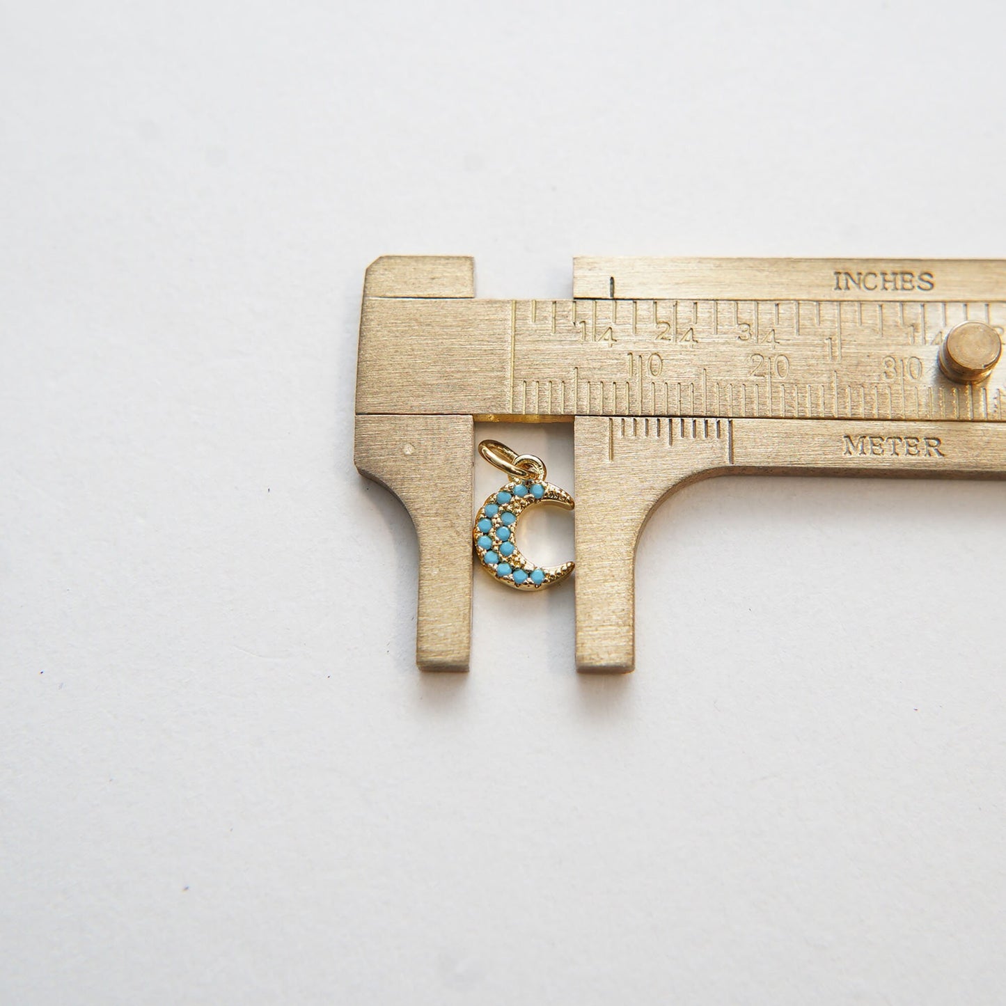 Gold Moon Charms,18K Gold Filled Moon Pendant,Turquoise Celestial Charm Bracelet Necklace for DIY Jewelry Making Supply