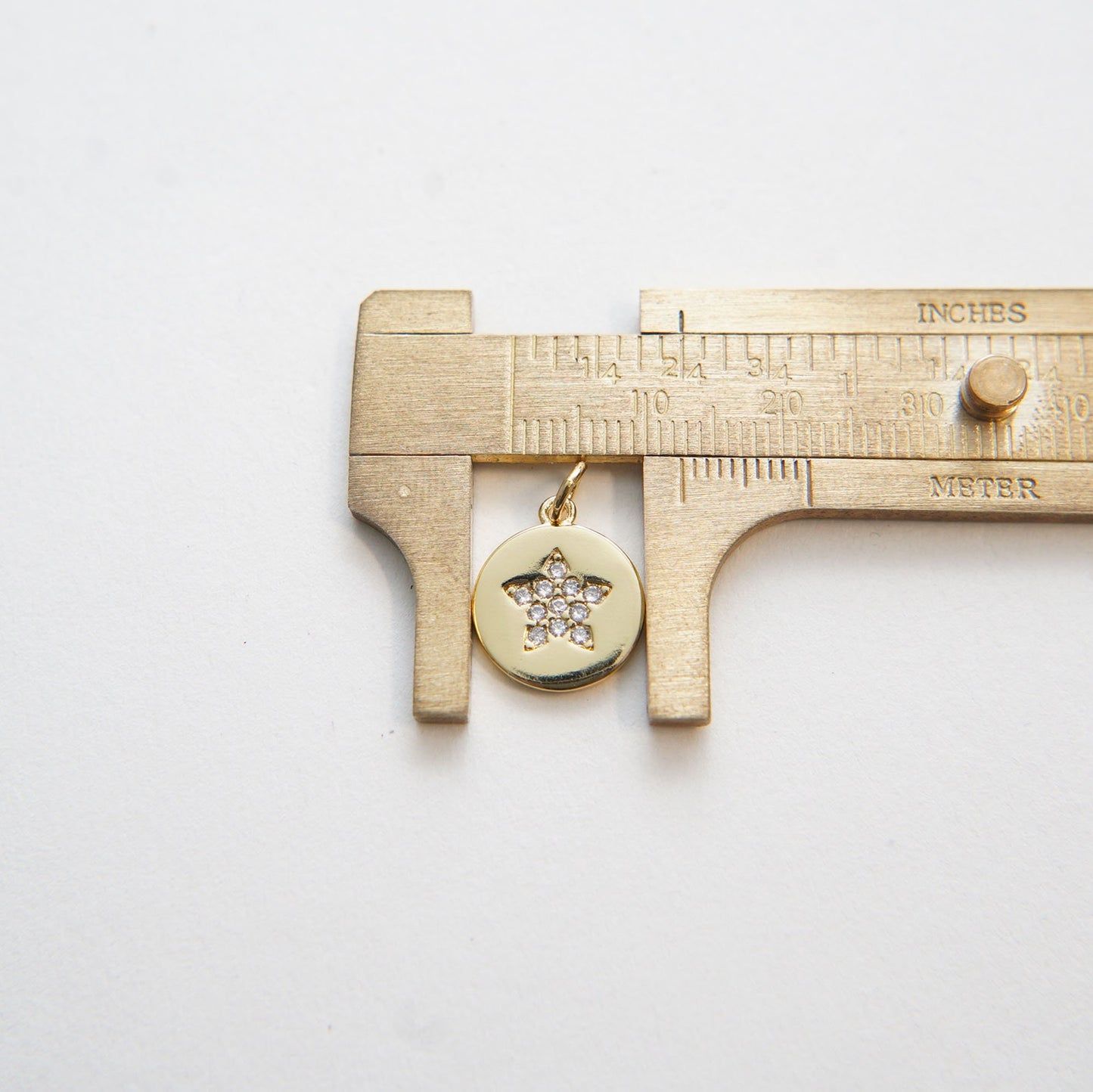 Gold Star Charms,18K Gold Filled Round Coin Star Pendant,Silver Star Charm Bracelet Necklace for DIY Jewelry Making Supply