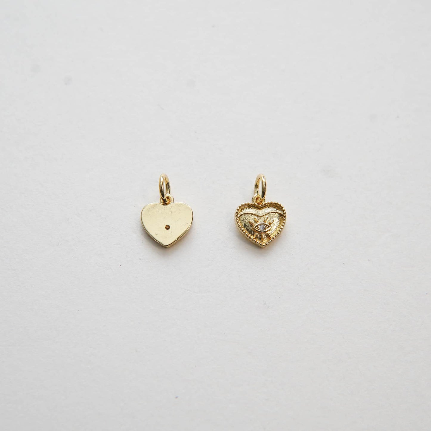 Gold Heart Charms,18K Gold Filled Heart Pendant,Heart Evil Eye Charm Bracelet Necklace for DIY Jewelry Making Supply