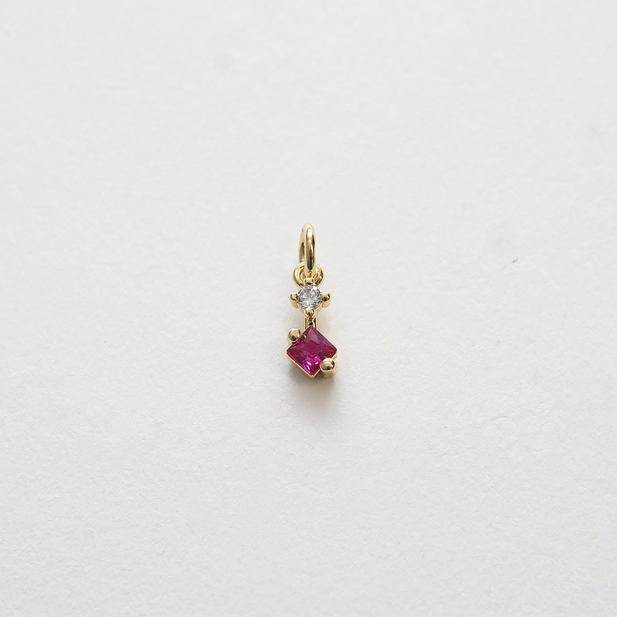 Gold Tiny Geometry Charms,18K Gold Filled CZ Square Crystal Pendant,Geometry Charm Bracelet Necklace for DIY Jewelry Making S