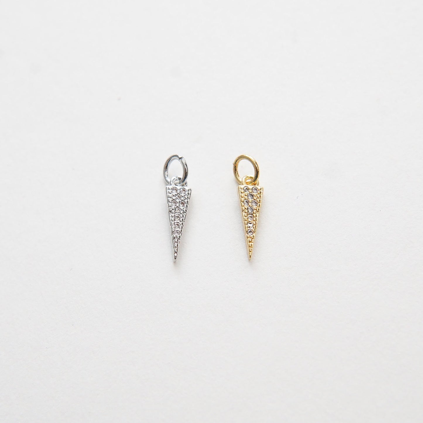 Gold Spike Charms,18K Gold Filled Triangle Pendant,Silver Triangle Charm Bracelet Necklace for DIY Jewelry Making Supply