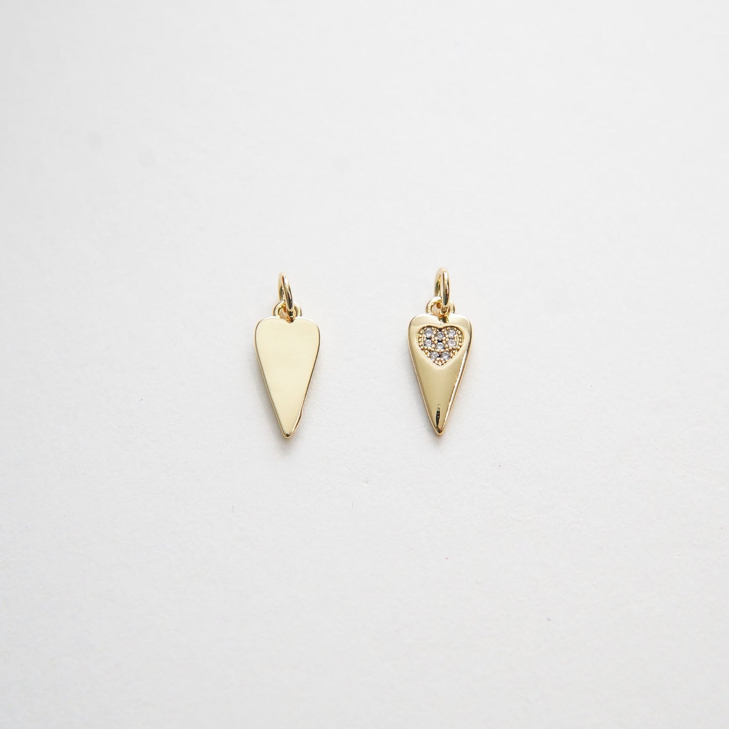 Gold Heart Charms,18K Gold Filled Heart Pendant,CZ Micro Pave Silver Heart Charm Bracelet Necklace for DIY Jewelry Making Supply