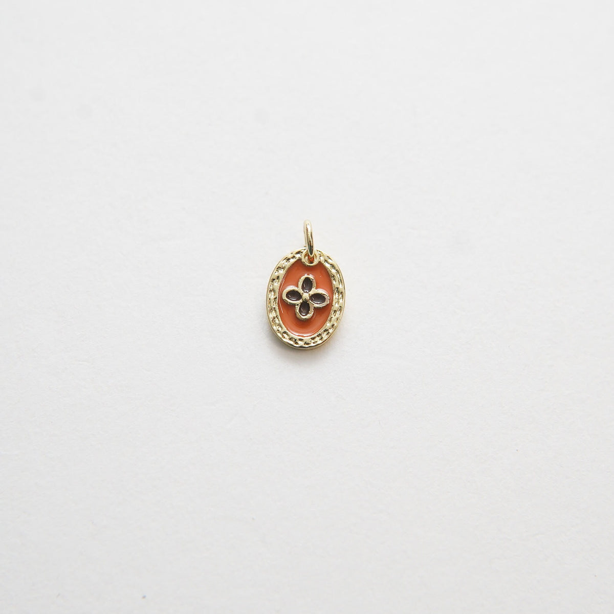 Gold Luck Charms,18K Gold Filled Oval Enamel Flower Pendant Charm Bracelet Necklace for DIY Jewelry Making Supply