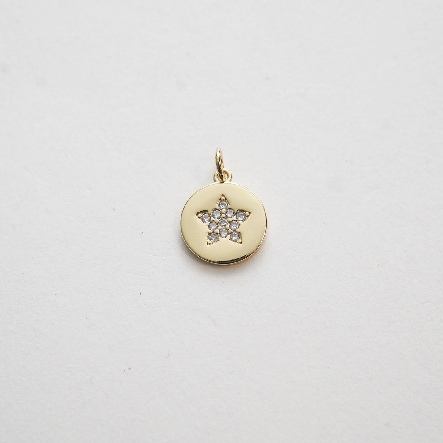 Gold Star Charms,18K Gold Filled Round Coin Star Pendant,Silver Star Charm Bracelet Necklace for DIY Jewelry Making Supply