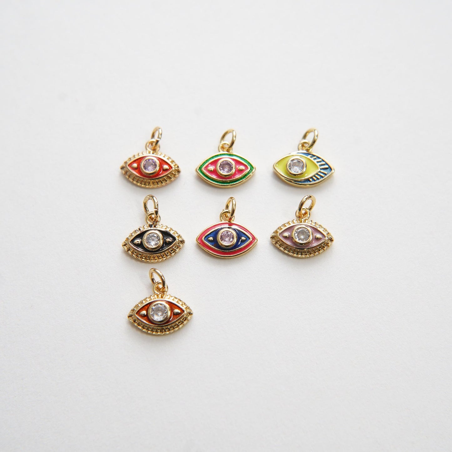 Gold Tiny amulet Evil Eye Charms,18K Gold Filled Evil Eye Pendant,CZ Evil Eye Protect Charm Bracelet Necklace for DIY Jewelry Making Supply