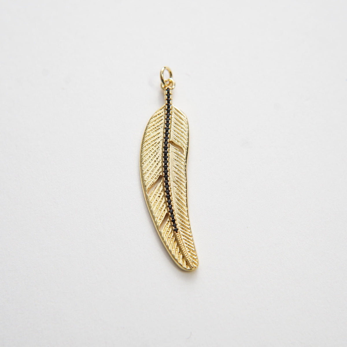 18K Gold Filled Cubic Zirconia Leaf Charm Pendant for Jewelry Making