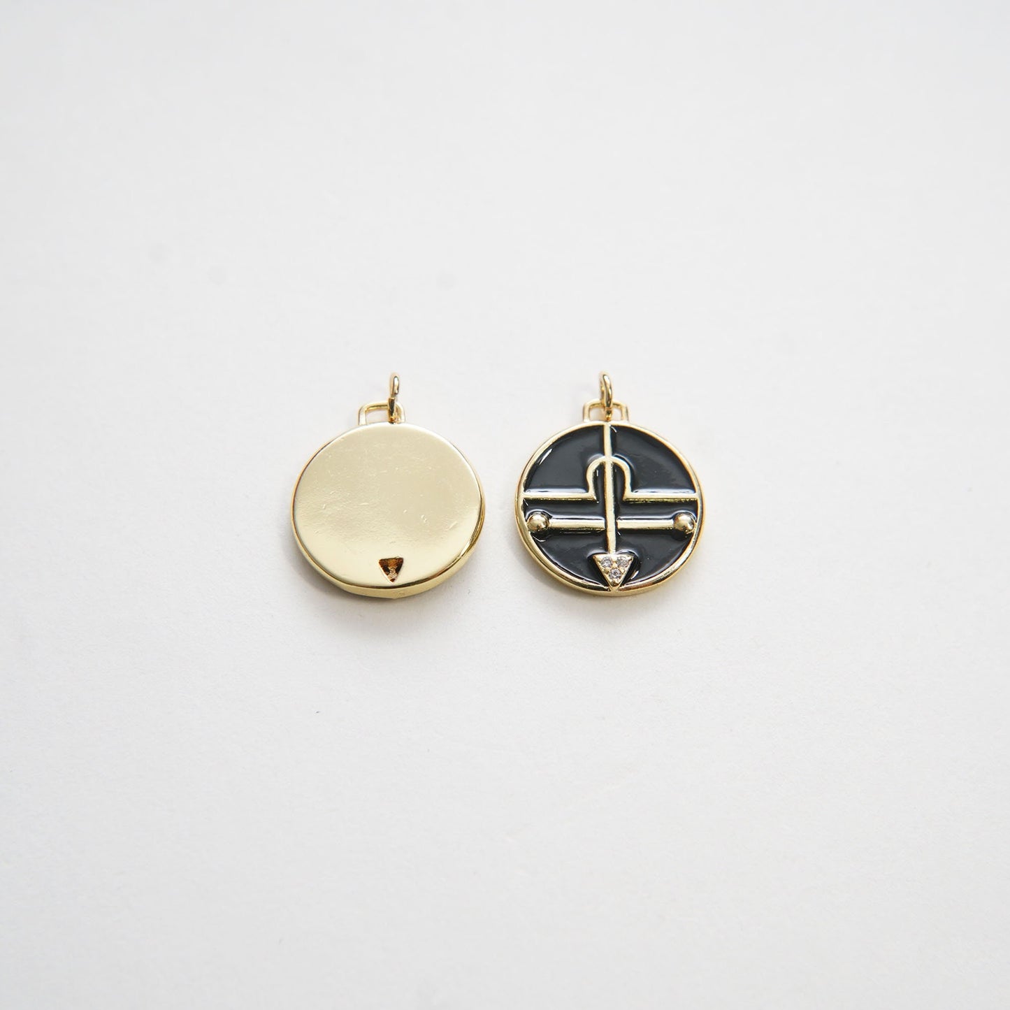 Gold Round Charms,18K Gold Filled Coin Pendant,Enamel Charm Bracelet Necklace for DIY Jewelry Making Supply (18x19mm)