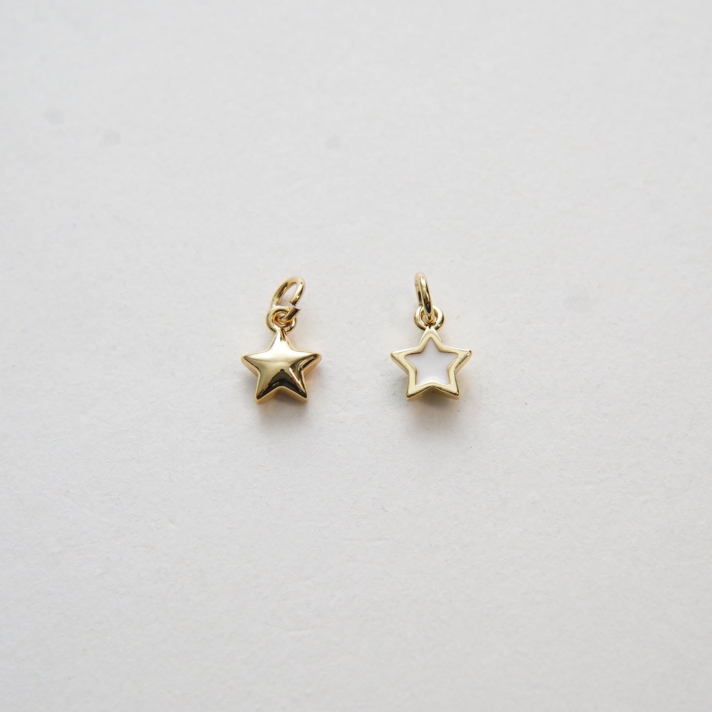Gold Star Charms,18K Gold Filled White Enamel Star Pendant,Silver Star Charm Bracelet Necklace for DIY Jewelry Making Supply