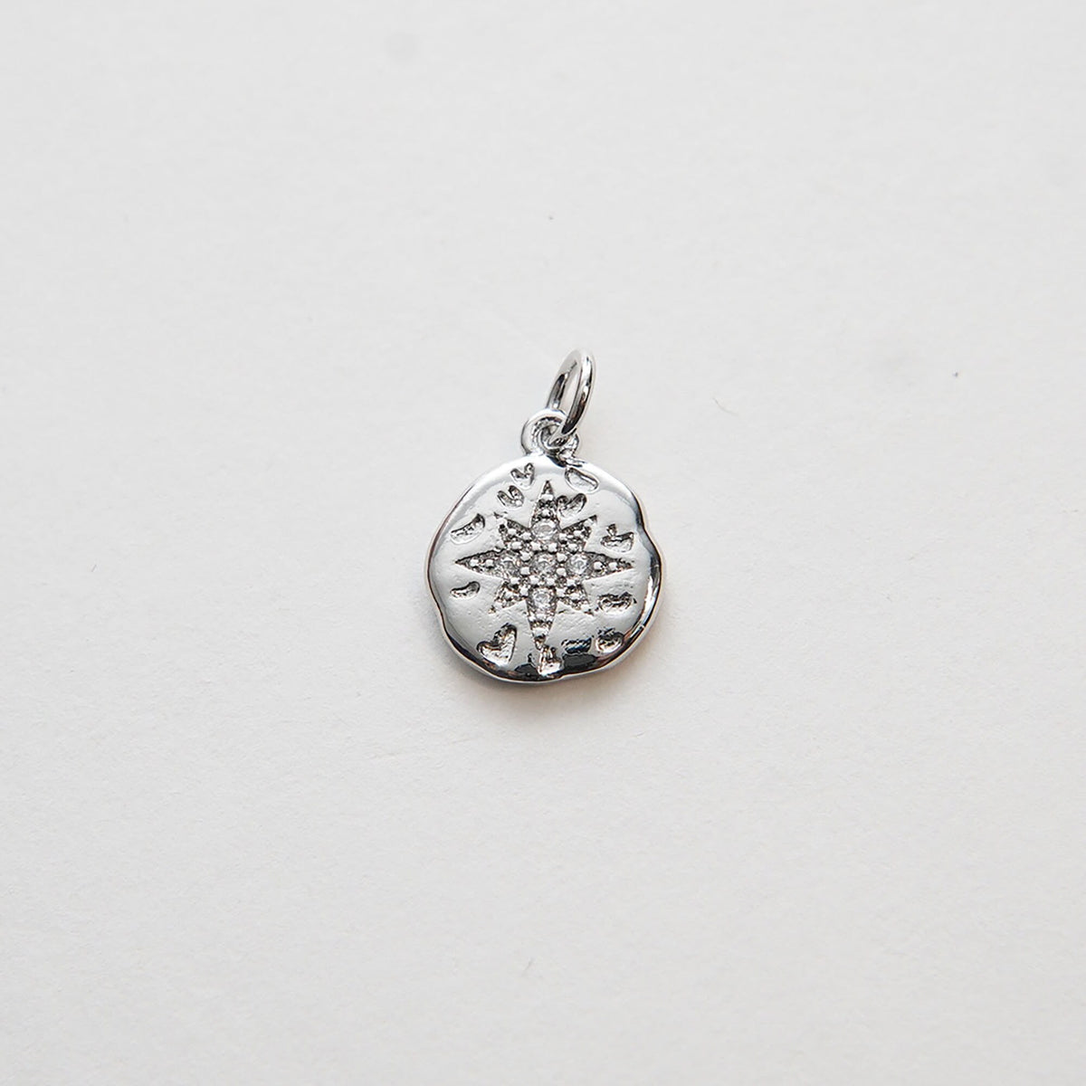 Gold Star Charms,18K Gold Filled Starburst Pendant,CZ Round Coin North Star Charm Bracelet Necklace for DIY Jewelry Making Su