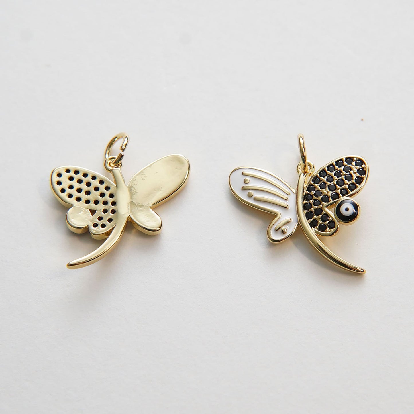 Gold Dragonfly Charms,18K Gold Filled Dragonfly Pendant,Dragonfly Evil Eye Charm Bracelet Necklace for DIY Jewelry Making Supply