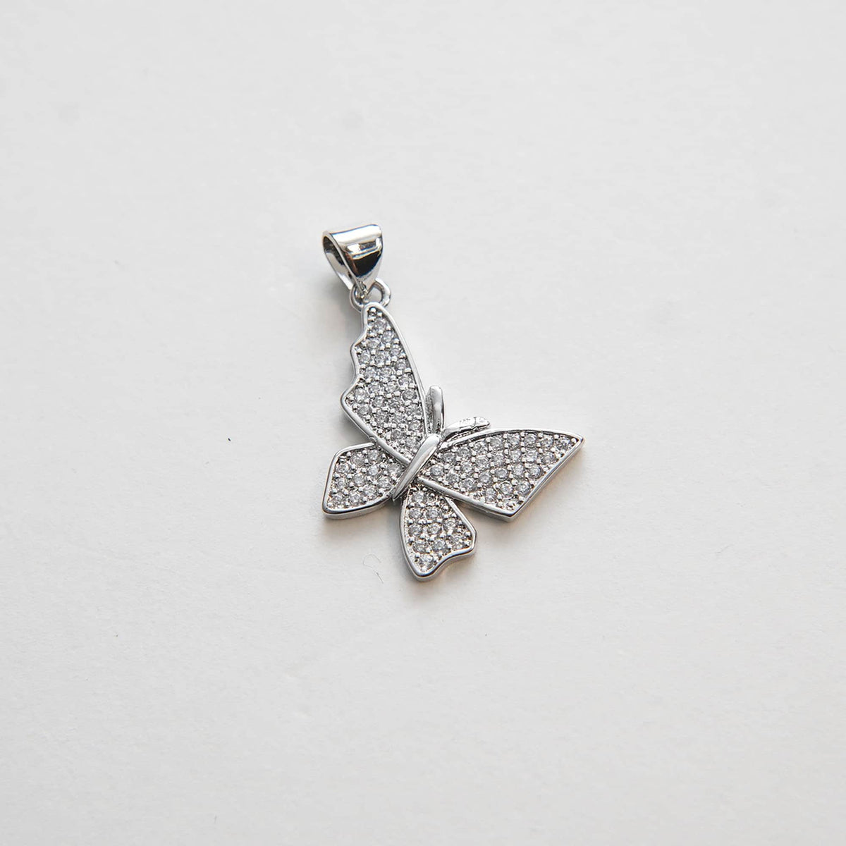 Gold Butterfly Charm,18K Gold Filled Cubic Zirconia Butterfly Pendant,Silver Butterfly Charm Bracelet Necklace for DIY Jewelr