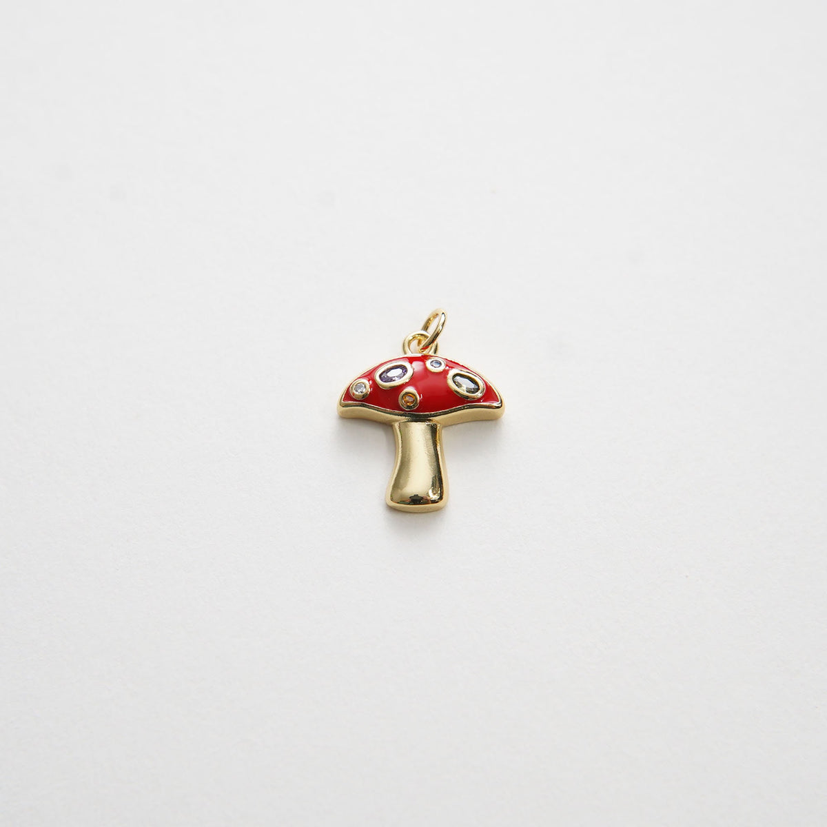 Gold Mushroom Charms,18K Gold Filled Mushroom Pendant,Cute Enamel Mushroom Charm Bracelet Necklace for DIY Jewelry Making Sup