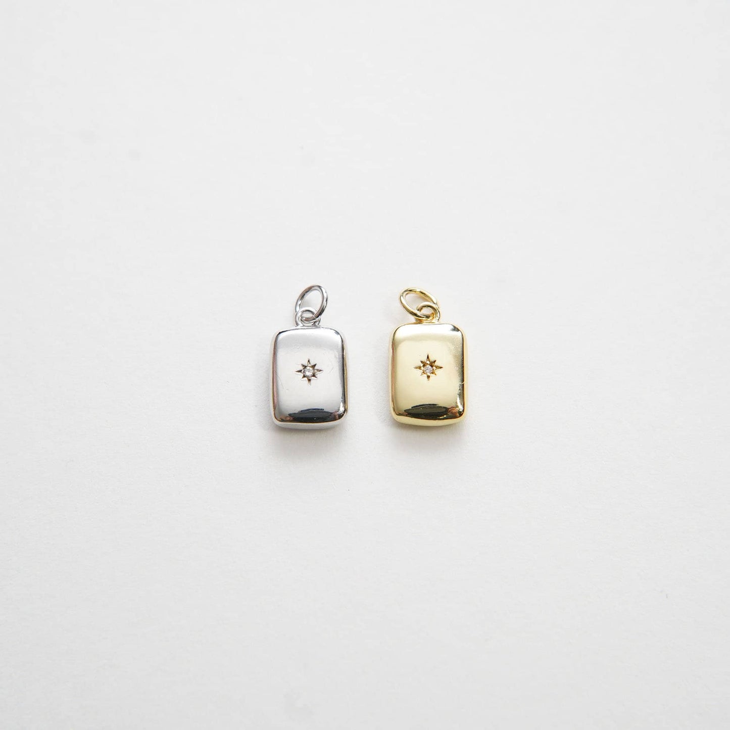 Gold Rectangle Star Charms,18K Gold Filled Star Pendant,Star Charm Bracelet Necklace for DIY Jewelry Making Supply