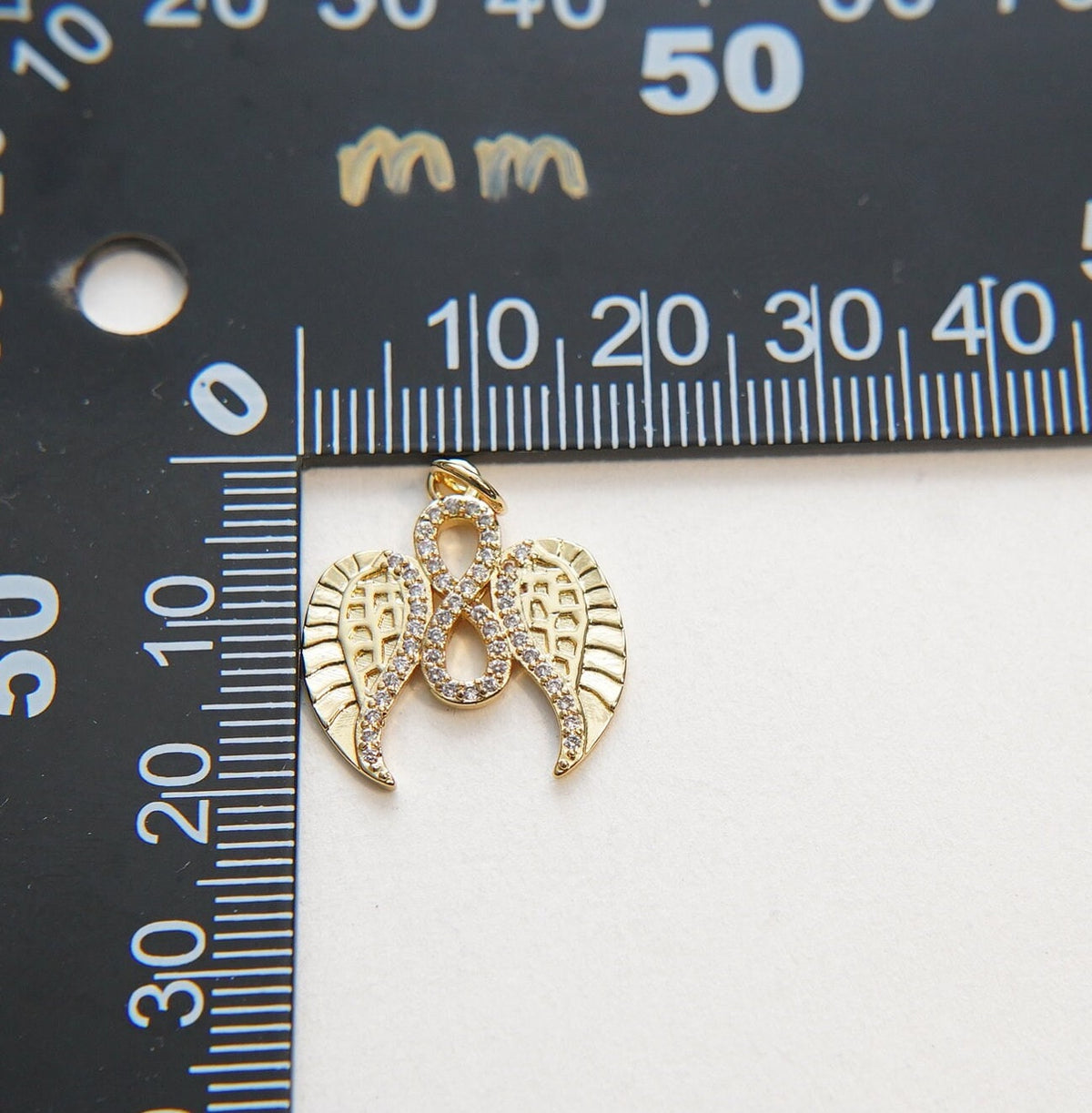 Gold Angel Wings Charms,18K Gold Filled CZ Micro Pave Wings Pendant,Angel Charm Bracelet Necklace for DIY Jewelry Making Supp