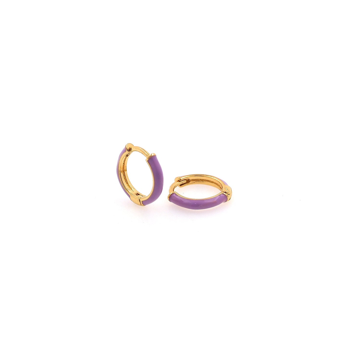 1pair 18K Gold Filled Colorful Enamel Hoops Earrings,Gold Earrings,Dainty Hoops Huggie,Gold Huggies Hoop Earrings 13x2.5mm