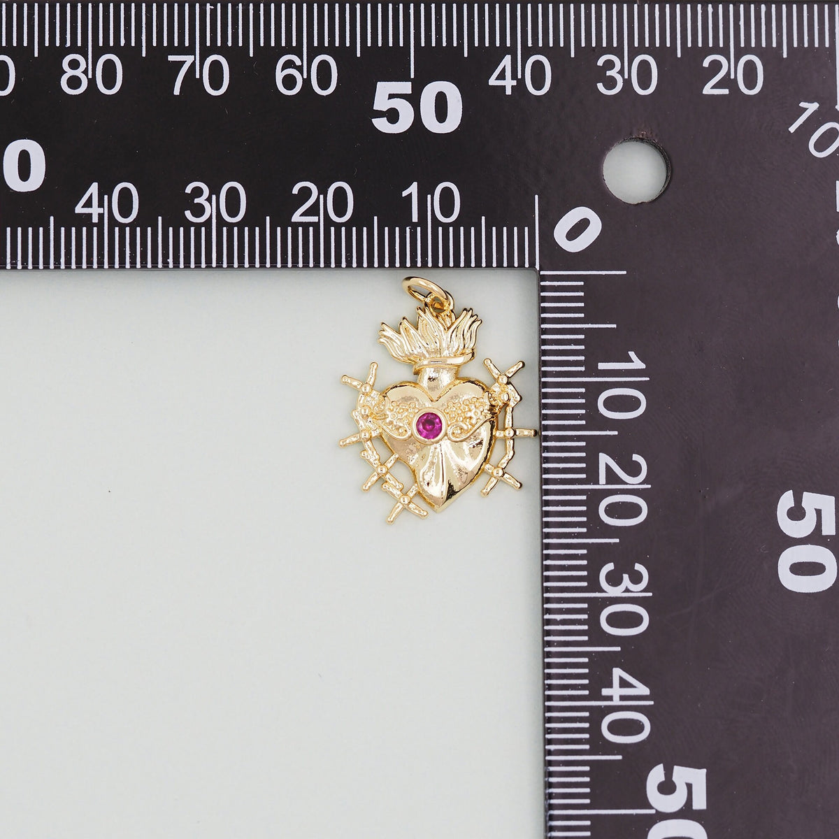 Gold sacred Heart Charms,18K Gold Filled CZ sacred heart Pendant,Silver sacred heart Charm Bracelet Necklace for DIY Jewelry