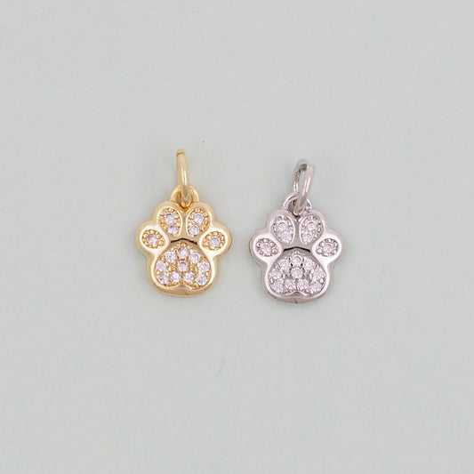 Gold cat claw Charms,18K Gold Filled CZ cat claw Pendant,Silver cat claw Charm Bracelet Necklace for DIY Jewelry Making Supply