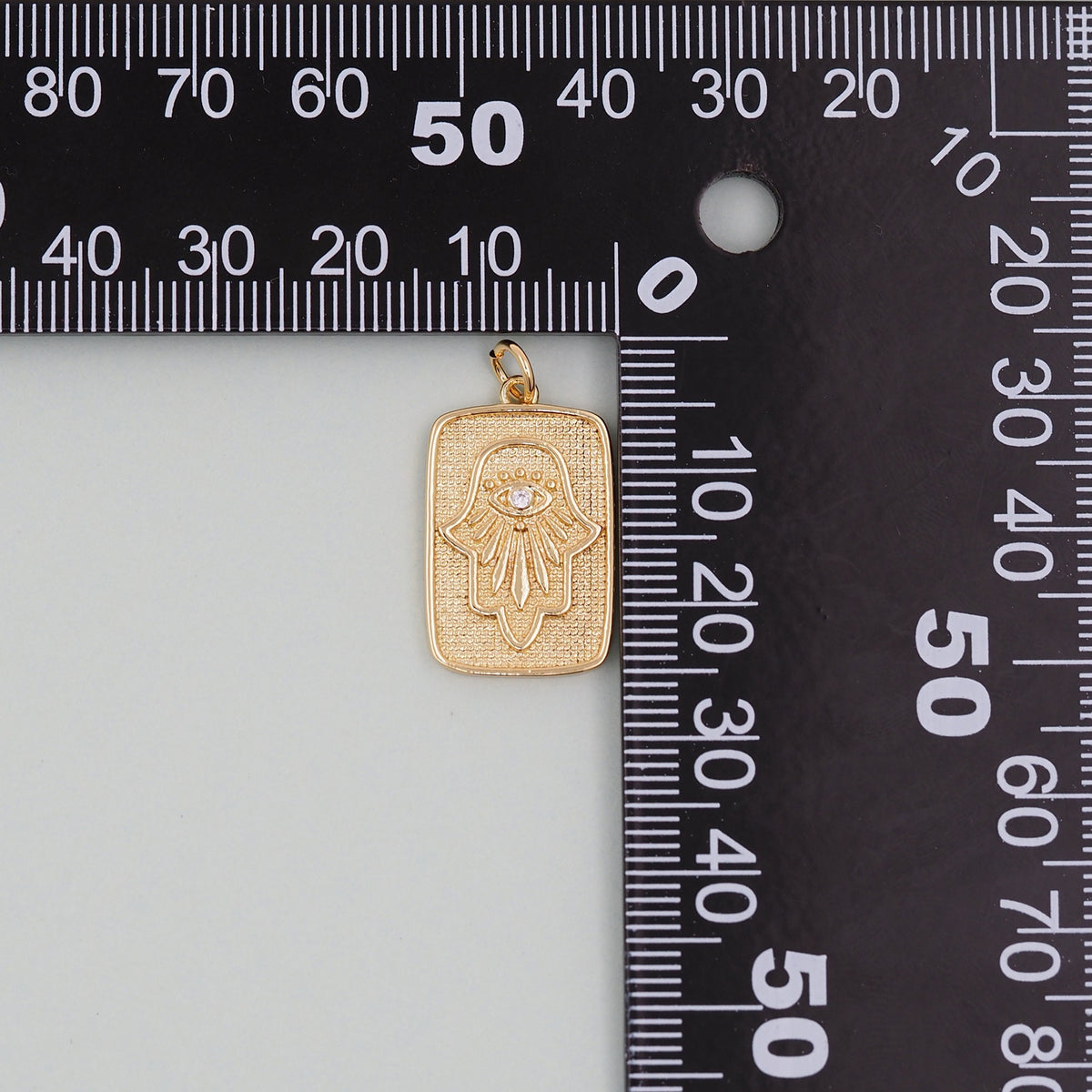 Gold rectangle Hamsa Charms,18K Gold Filled CZ Hamsa Pendant,Silver Hamsa Protection Charms Bracelet Necklace for DIY Jewelry