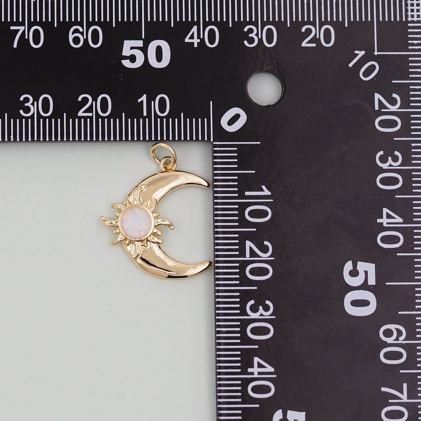 Gold Moon Charms,18K Gold Filled CZ Moon Pendant,Celestial Charm Bracelet Necklace for DIY Jewelry Making Supply