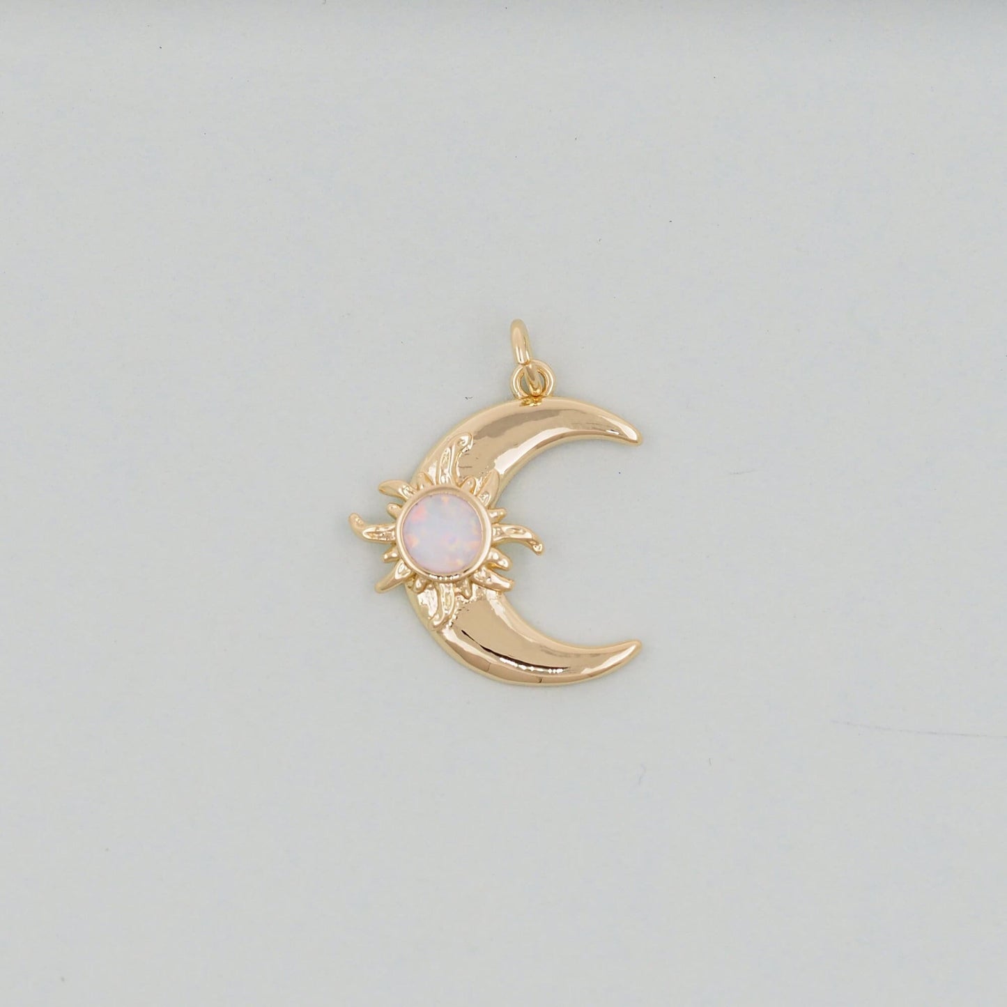 Gold Moon Charms,18K Gold Filled CZ Moon Pendant,Celestial Charm Bracelet Necklace for DIY Jewelry Making Supply