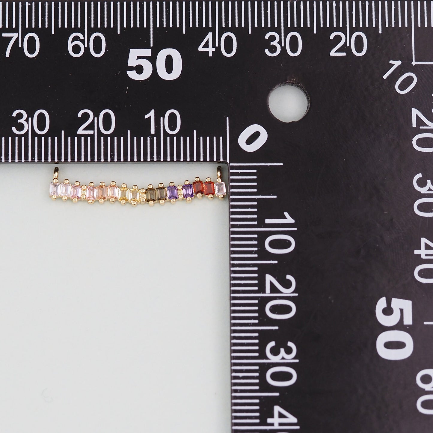 Gold Rectangle Charms,18K Gold Filled CZ rectangle Pendant,Strip crystal Charm Bracelet Necklace for DIY Jewelry Making Supply