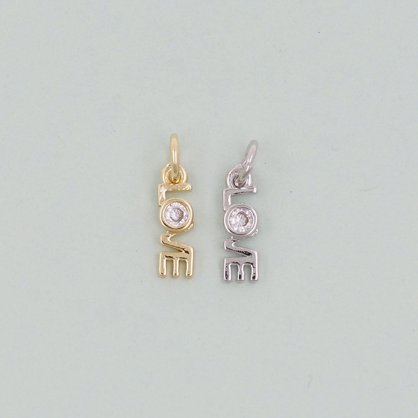 Gold Love Charms,18K Gold Filled Love Pendant,Silver Love Charm Bracelet Necklace for DIY Jewelry Making Supply