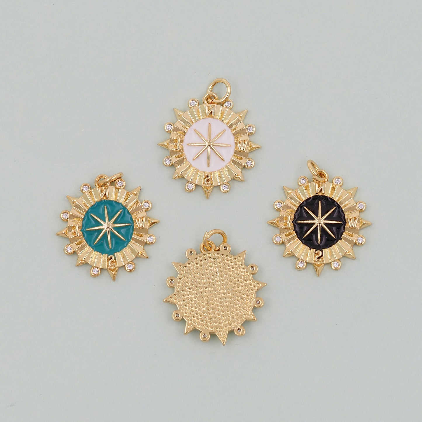 Gold compass Charms,18K Gold Filled Star Pendant,Celestial Charm Bracelet Necklace for DIY Jewelry Making Supply