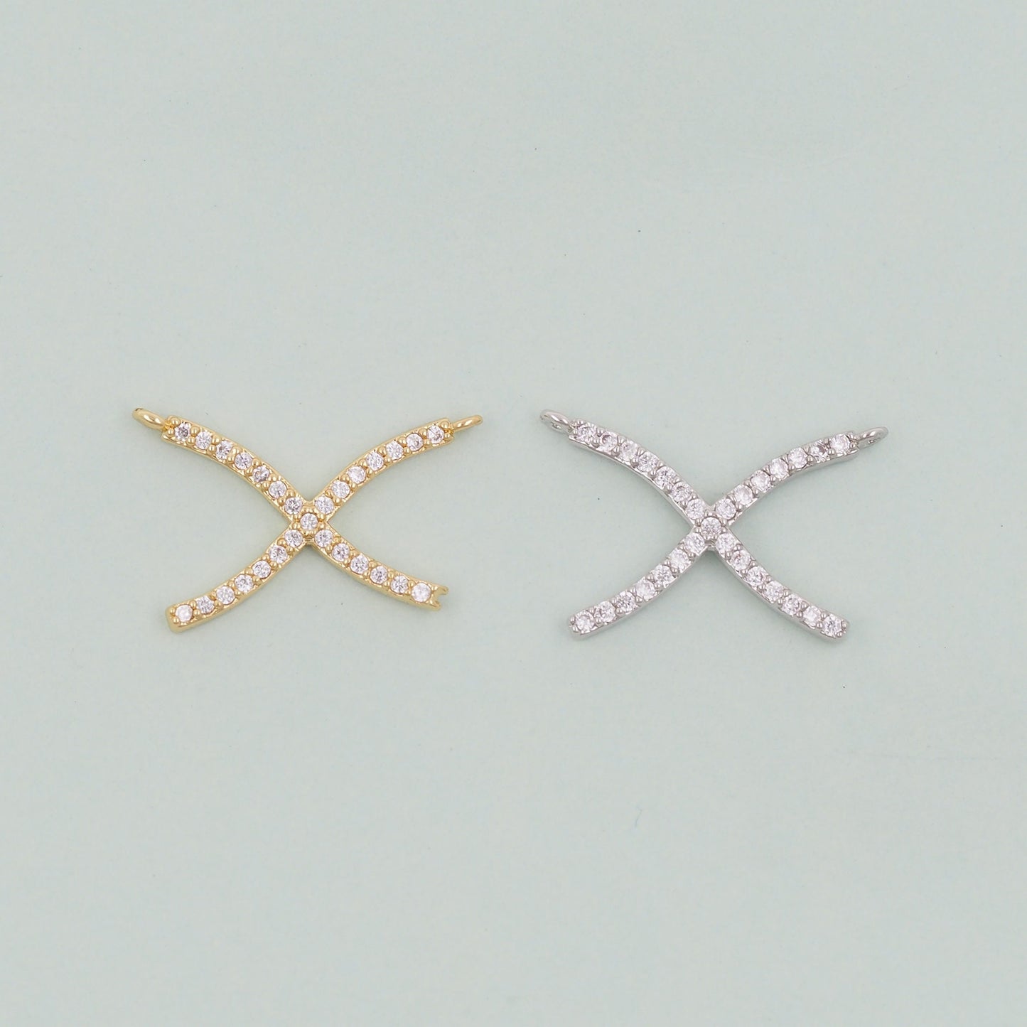 Gold geometry Charms,18K Gold Filled X Pendant,Cross Charm Bracelet Necklace for DIY Jewelry Making Supply