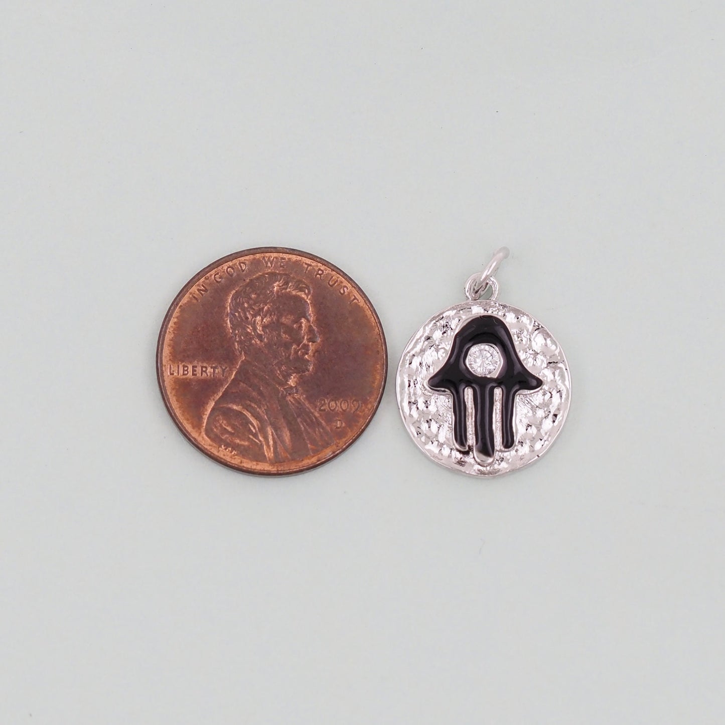 Gold Round Coin Hamsa Charms,18K Gold Filled CZ Hamsa Pendant,Silver Hamsa Protection Charms Bracelet Necklace for DIY Jewelry Making Supply