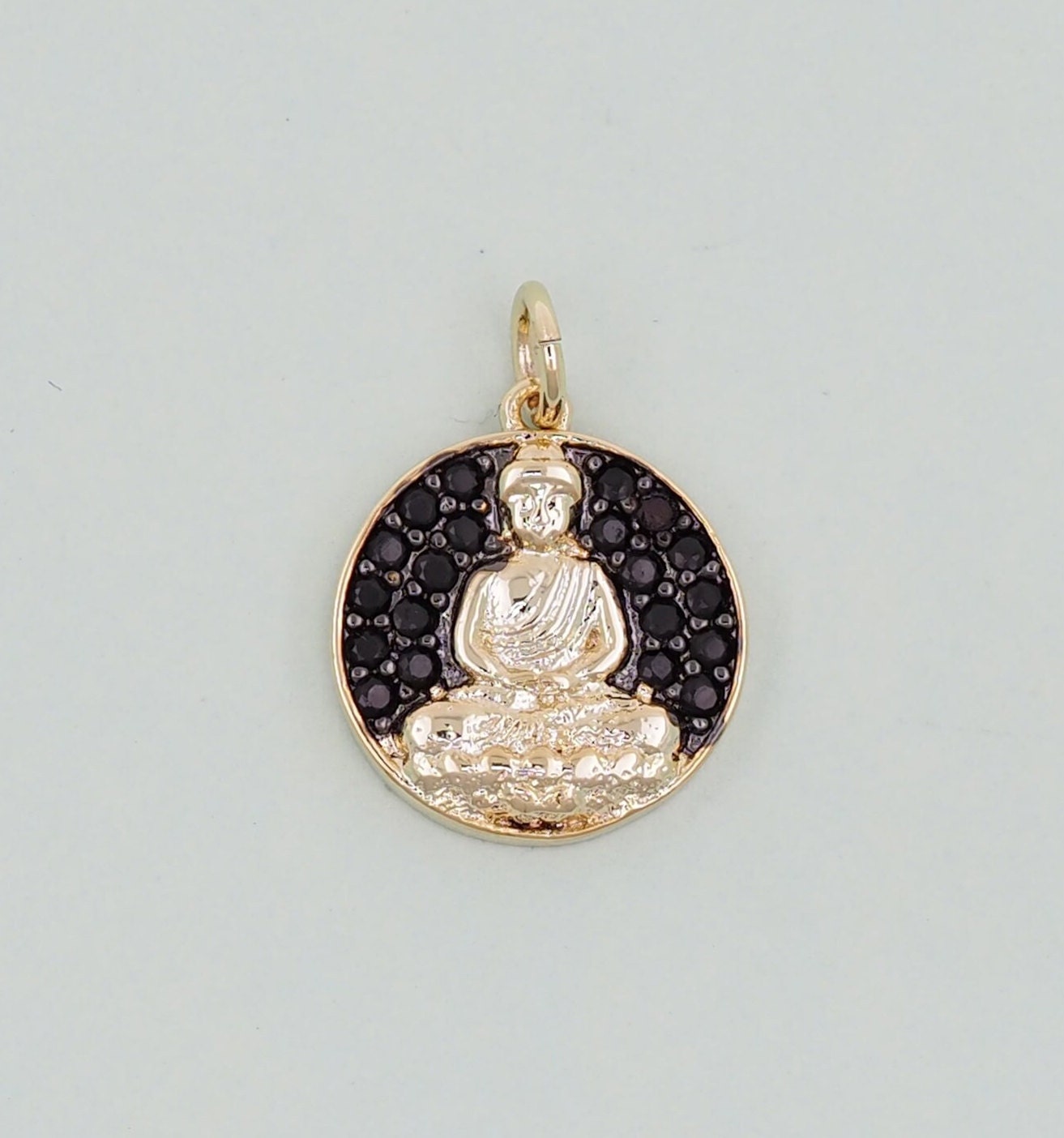 Gold Buddha Charms,18K Gold Filled CZ Buddha Pendant,Buddha Charm Bracelet Necklace for DIY Jewelry Making Supply