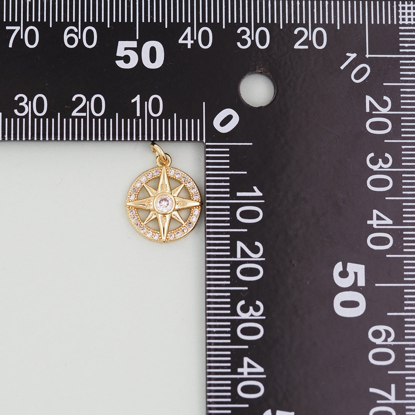 Gold Round north star Charms,18K Gold Filled Starburst Pendant,North Star Charm Bracelet Necklace for DIY Jewelry Making Supply