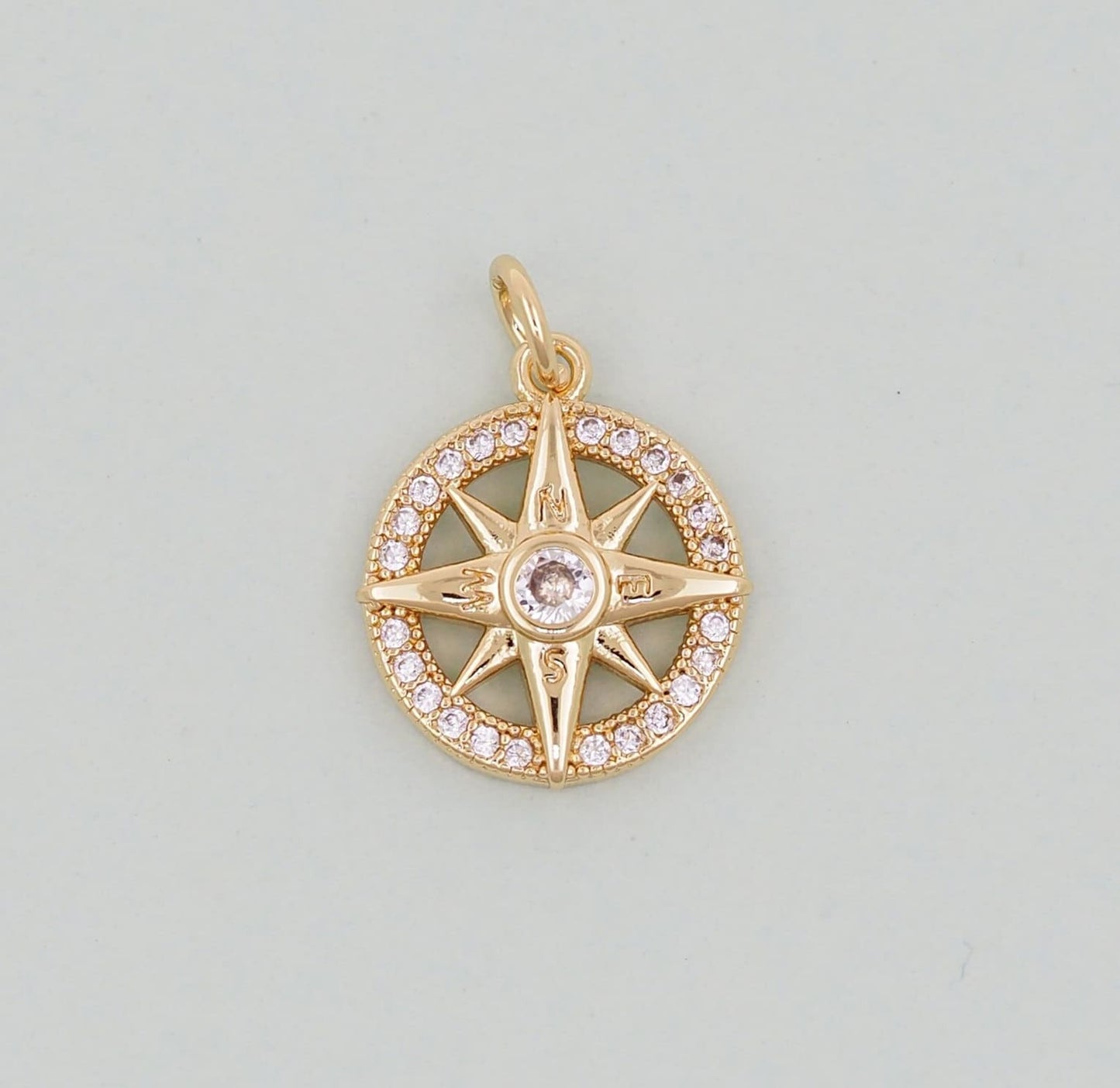 Gold Round north star Charms,18K Gold Filled Starburst Pendant,North Star Charm Bracelet Necklace for DIY Jewelry Making Supply