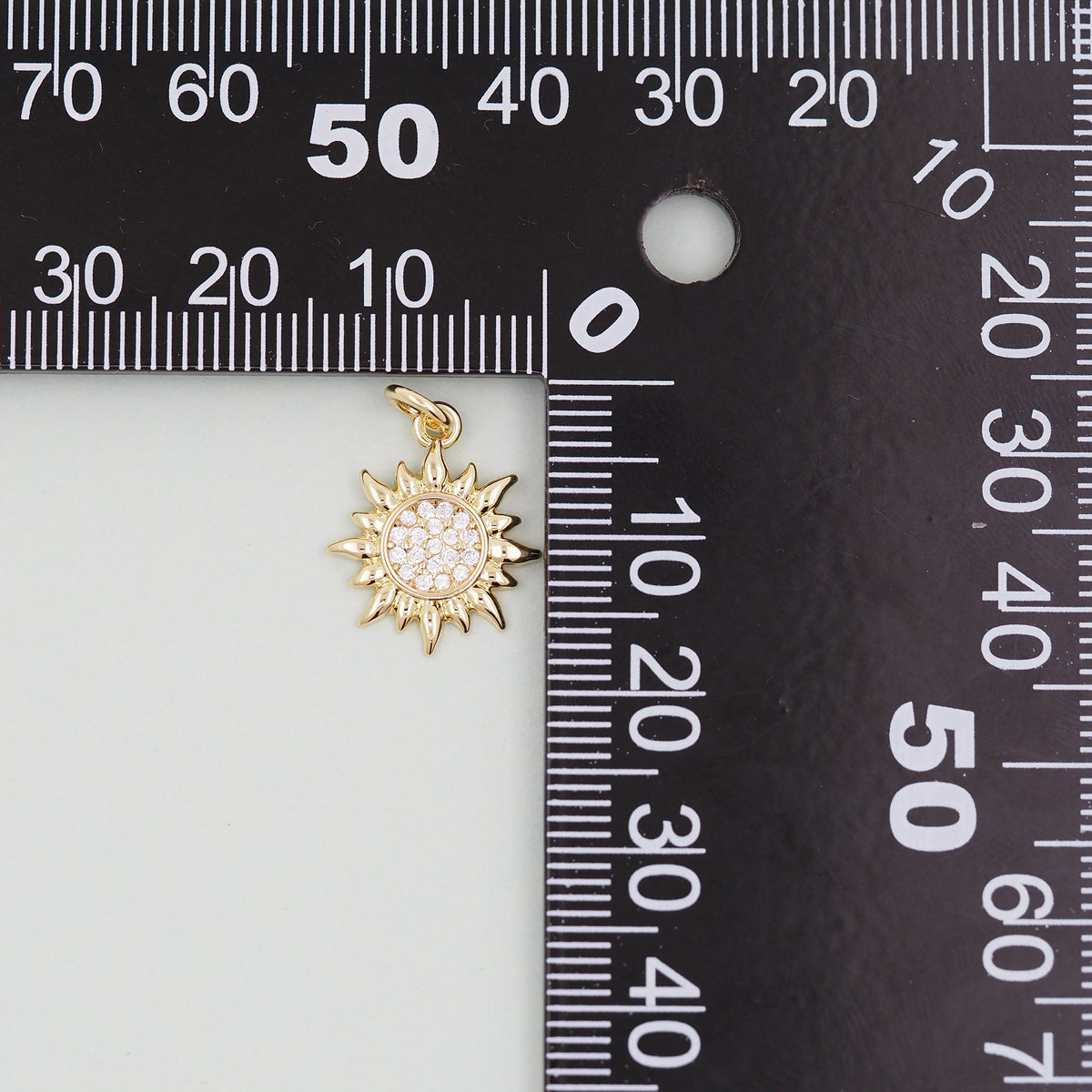Gold CZ Sun Charms,18K Gold Filled Sun Pendant,Celestial Charm Bracelet Necklace for DIY Jewelry Making Supply