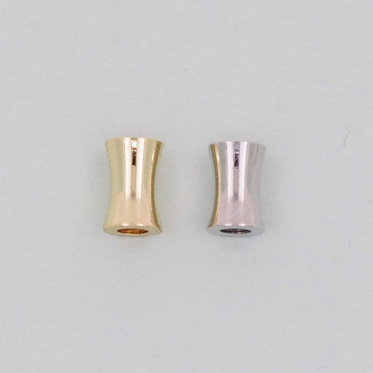 Gold Barrel Beads Charms,18K Gold Filled Tube Bracelet Necklace for DIY Jewelry Making Supply hole 2.5mm